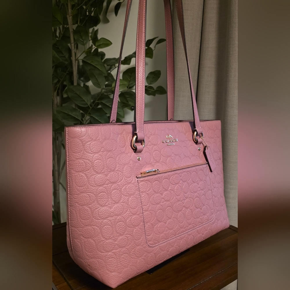 Coach Station Tote Bag In Signature Leather PEONY Gold CDL99 - Picture 2 of 8